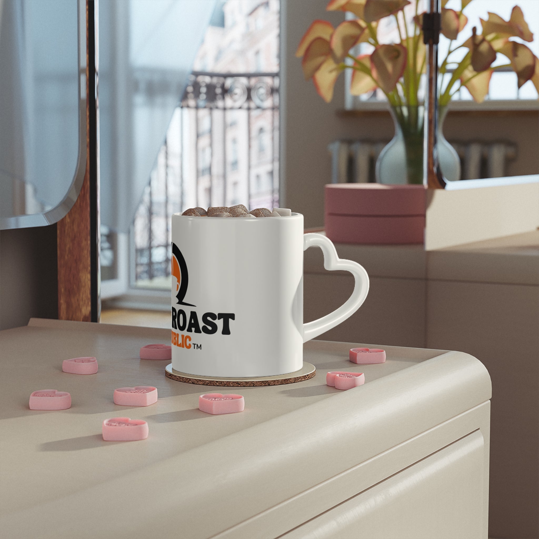 Heart-Shaped Dark Roast Mug for Coffee Lovers