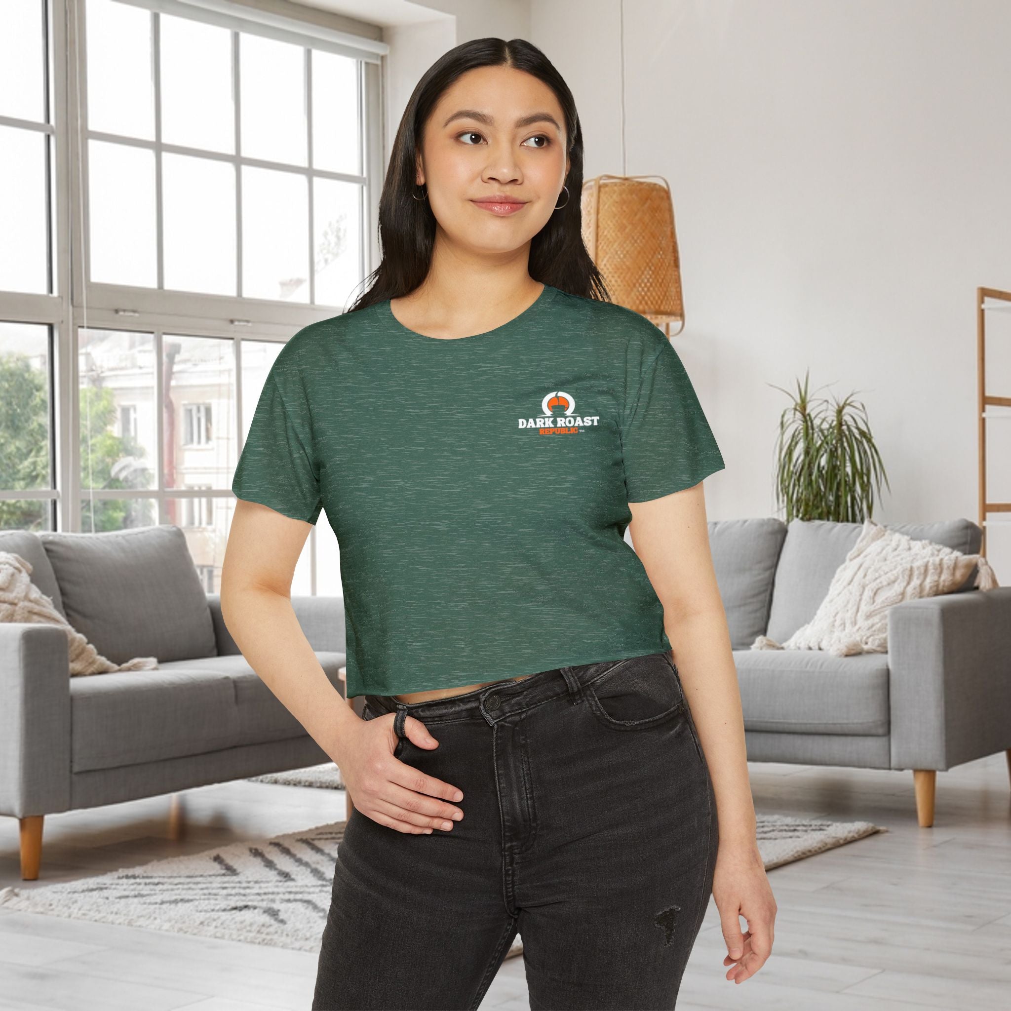 Dark Roast Republic Women's Festival Crop Top - Trendy Coffee Lover Tee