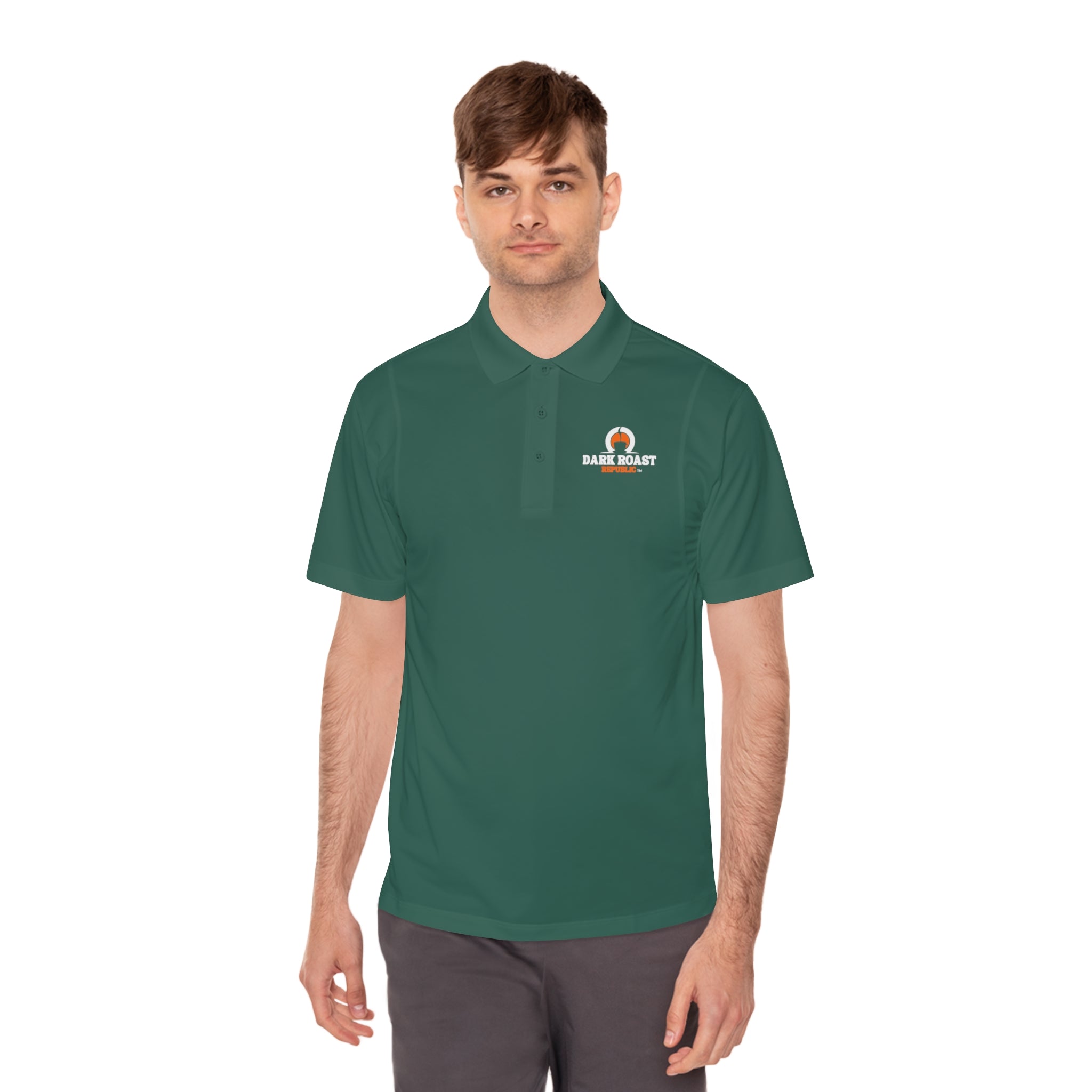 Men's Sport Polo Shirt - Dark Roast Coffee Design