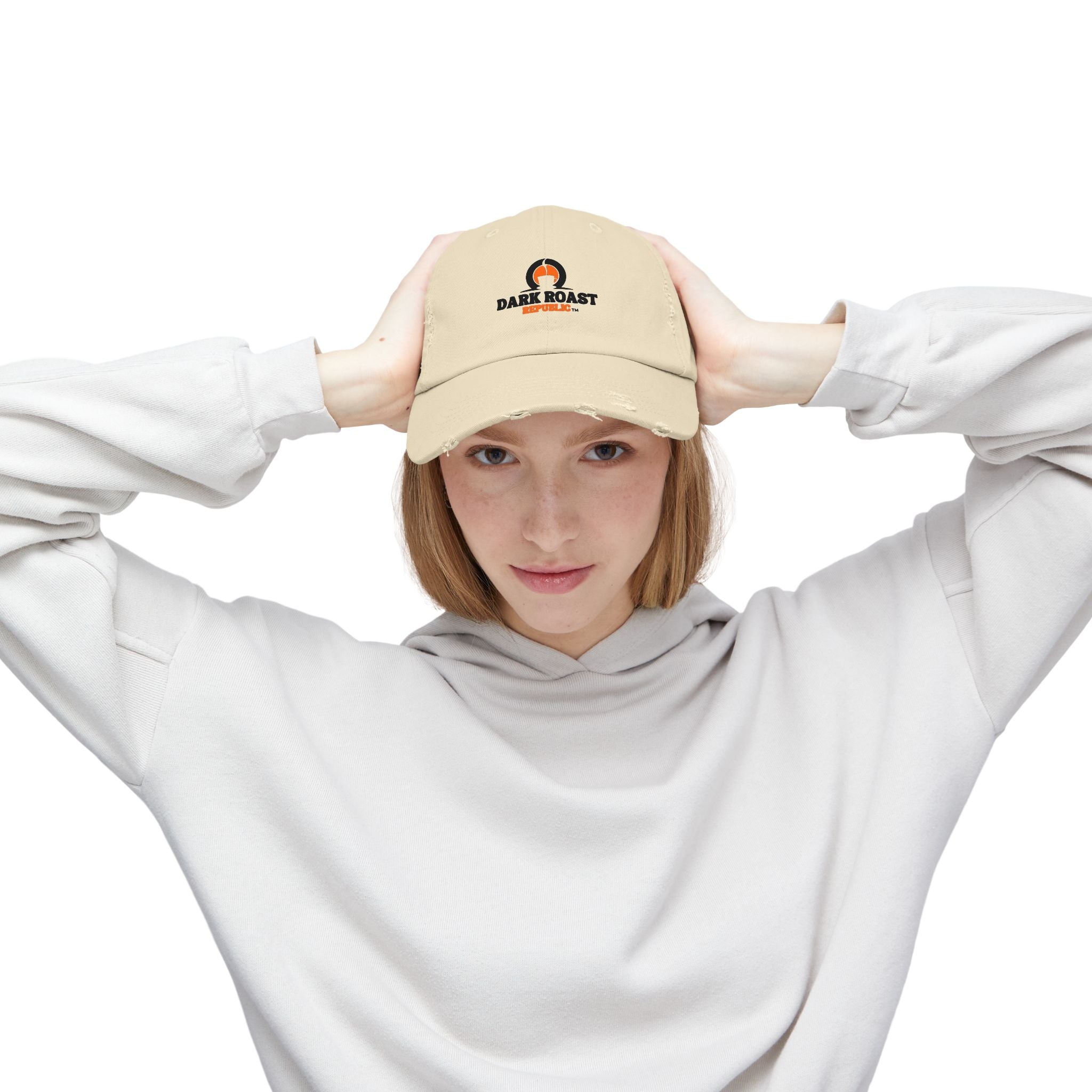 Unisex Distressed Cap - Dark Roast Republic Casual Hat