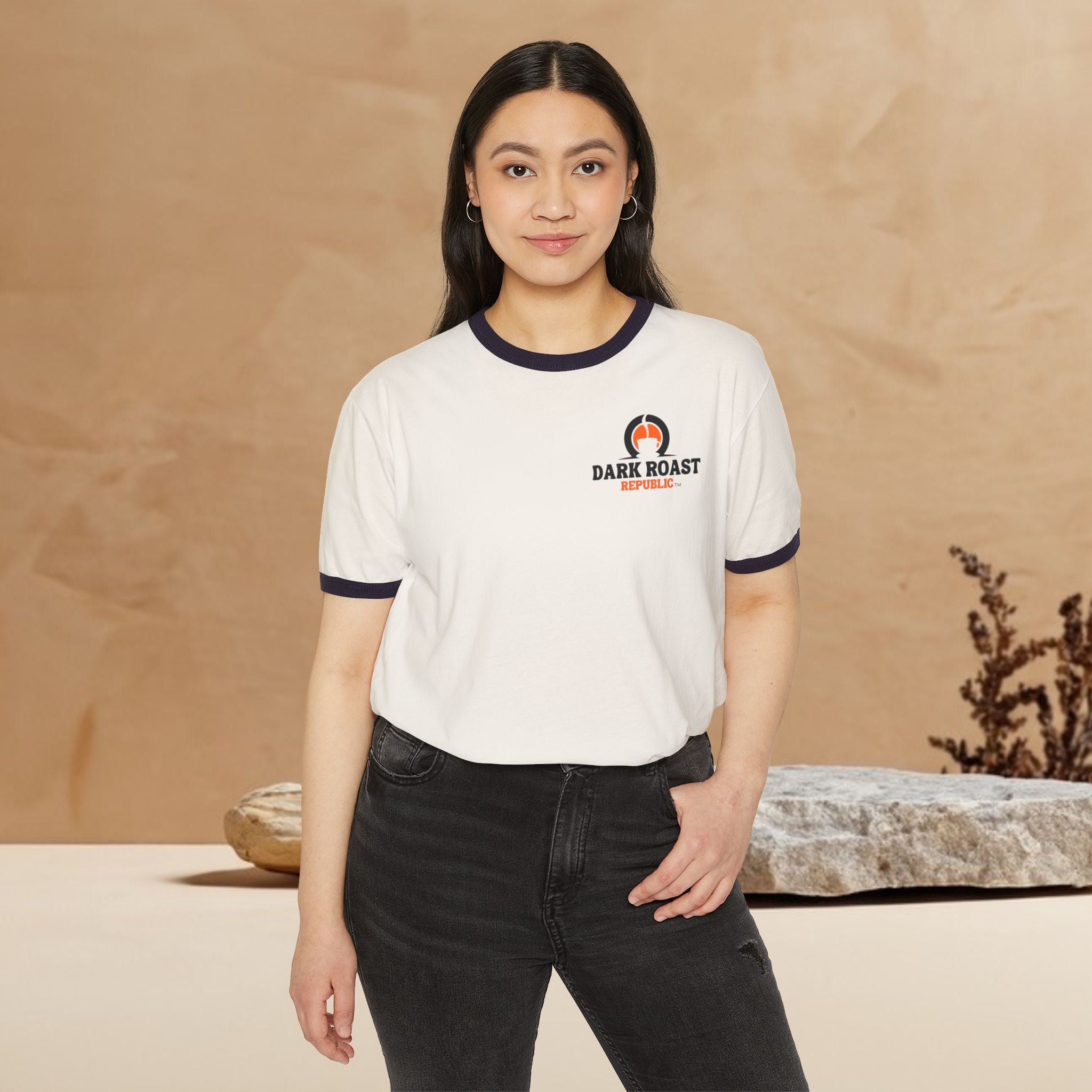 Unisex Cotton Ringer T-Shirt - Dark Roast Coffee Lover Tee